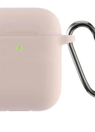 Чехол для наушников apple airpods 1 2 силиконовый люминесцентный с карабином пудровый