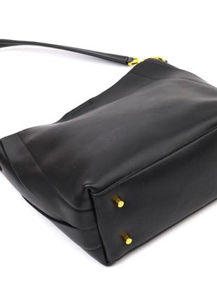 Деловая женская сумка из натуральной кожи 22109 vintage черная3 фото