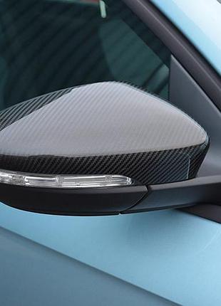 Накладки на дзеркала (2 шт, натуральний карбон) для volkswagen passat b7 2012-2015рр