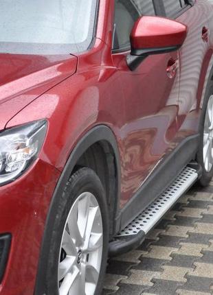 Боковые пороги allmond grey (2 шт, алюм) для mazda cx-5 2012-2017 гг