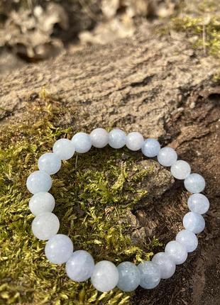 Аквамарин браслет з натурального каміння 8 мм камінь