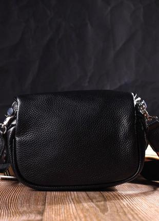 Полукруглая сумка через плечо из натуральной кожи 22079 vintage черная7 фото