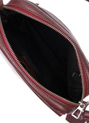 Яркая женская сумка кросс-боди из натуральной кожи grande pelle 11653 бордовый4 фото