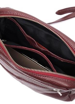Яркая женская сумка кросс-боди из натуральной кожи grande pelle 11653 бордовый5 фото