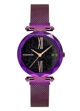 Круглые наручные часы starry sky style watch фиолетовый4 фото