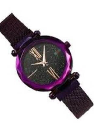 Круглые наручные часы starry sky style watch фиолетовый2 фото
