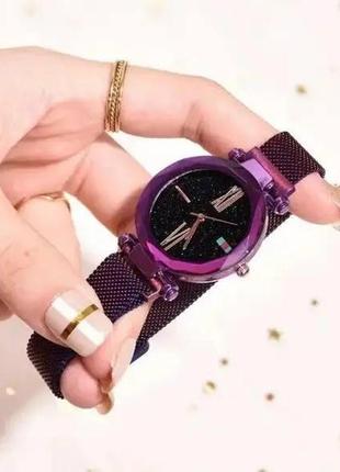 Круглые наручные часы starry sky style watch фиолетовый5 фото