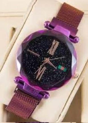 Круглые наручные часы starry sky style watch фиолетовый10 фото
