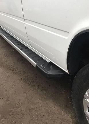 Боковые пороги redline v1 (2 шт., алюминий) средняя база для volkswagen lt 1998-2024 гг