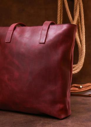 Винтажная женская сумка-шоппер shvigel 16350 бордовый8 фото