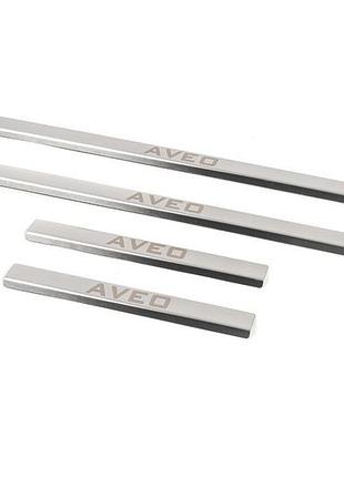 Накладки на дверные пороги carmos (4 шт, нерж.) для chevrolet aveo t250 2005-2011 гг