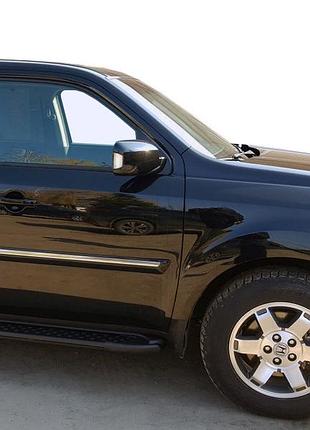 Боковые пороги allmond black (2 шт., алюминий) для honda pilot 2008-2015 гг