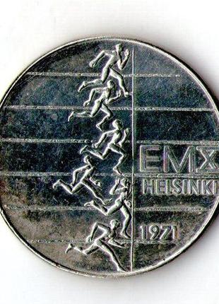 Финляндия 10 марок 1971 чем-т европы по лёгкой атлетике 1971 года в хельсинки" серебро 24 гр. №707
