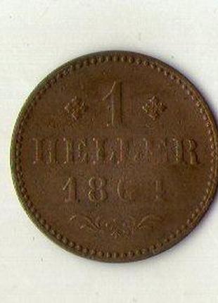 Германская империя вольный город франкфурт 1 пфеннинг  1864 год №393