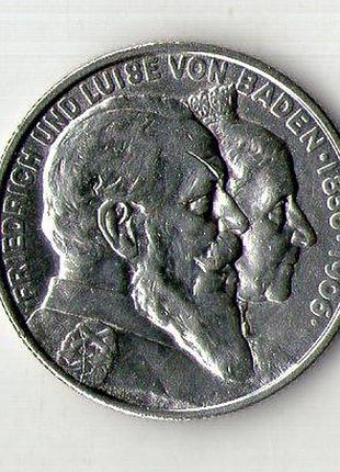 Германська імперія 2 марки, 1906 50 років весілля вірджинія i і луїзи прусської срібло no438