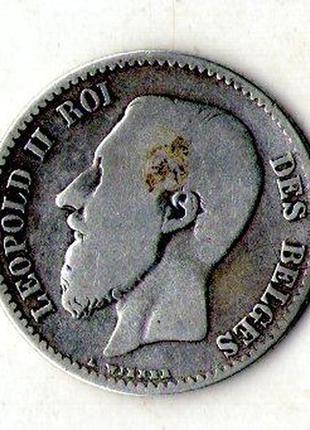 Бельгія - бельгия › король леопольд ii 1 франк 1866 рік срібло №329