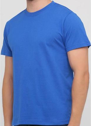 Синяя однотонная мужская футболка под нанесение на обхват груди 122см размер 2xl3 фото