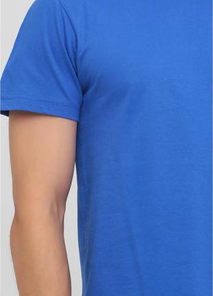 Синяя однотонная мужская футболка под нанесение на обхват груди 122см размер 2xl2 фото