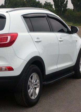 Боковые пороги allmond black (2 шт., алюм.) для kia sportage 2010-2015 гг