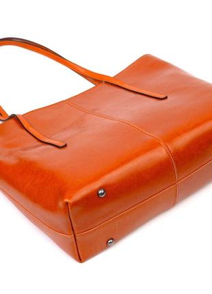 Стильная сумка шоппер из натуральной кожи 22096 vintage рыжая3 фото
