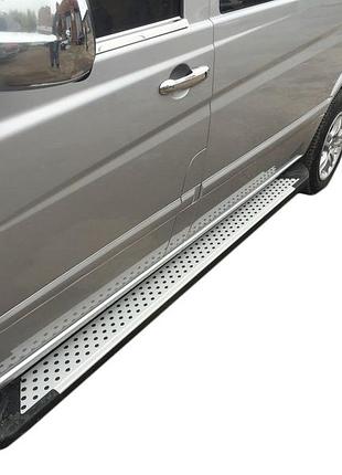 Боковые пороги allmond grey (2 шт., алюм.) короткая (short) и средняя (long) для mercedes vito w639 2004-2015