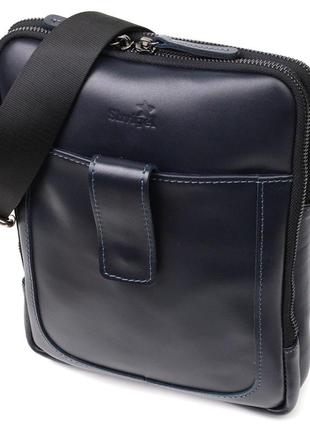 Стильная мужская сумка через плечо из натуральной кожи shvigel 22142 синяя