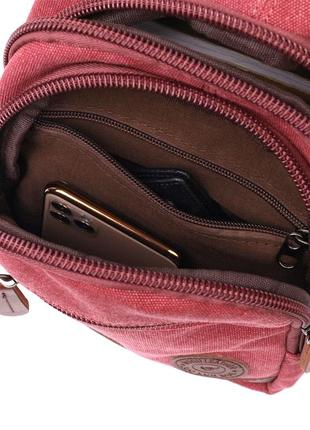 Мужская стильная сумка через плечо с уплотненной спинкой vintagе 22175 бордовый6 фото