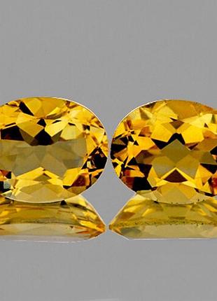 Натуральний цитрин 8 х 10 mm  пара
