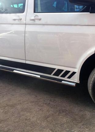 Боковые трубы (2 шт, нерж) 60мм, короткая база для volkswagen t5 caravelle 2004-2010 гг