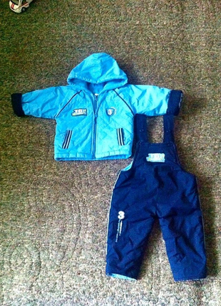 Комбинезон голубо-синий демисезонный на флисе