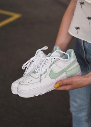 Женские кроссовки nike air force 1 white/mint