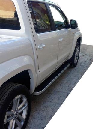 Боковые пороги tayga grey (2 шт., алюминий) для volkswagen amarok 2010-2021 гг