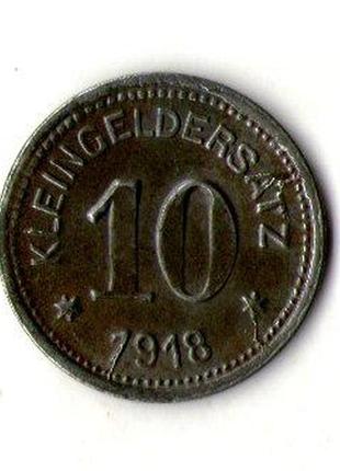 Німеччина - німеччина 10 пфенінгів 1918 нотгельд залізо no348