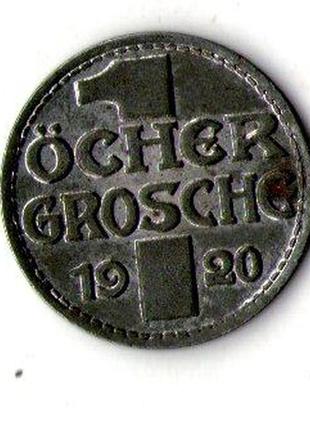 Німеччина - германия 1 грош  1920 нотгельд железо №7421 фото