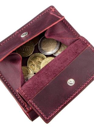 Оригинальное портмоне женское с накладной монетницей grande pelle 11225 бордовое5 фото