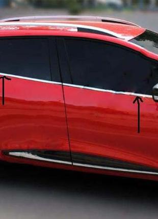 Окантовка стекол (sport tourer, 8 шт, нерж) для renault clio iv 2012-2019 гг