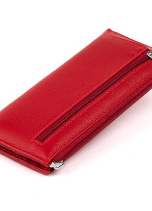 Горизонтальный тонкий кошелек из кожи женский st leather 19330 красный2 фото