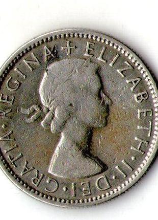 Австралия 2 шиллинга (флорин), 1954 год серебро 11гр. королева елизавета ii  №690