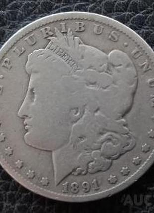 Сша 1 долар 1891 рік долар моргана срібло 26.7 грам 900 проби №665