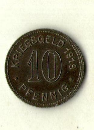 Нимеччина - німеччина 10 пфенінгів 1919 нотгельд залізо no385