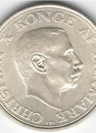 Данія - дания › король кристиан x ›  2 кроны, 1937 25 лет правлению серебро 15 гр. №593