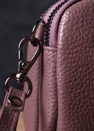 Замечательная сумка-клатч в стильном дизайне из натуральной кожи 22126 vintage пудровая9 фото