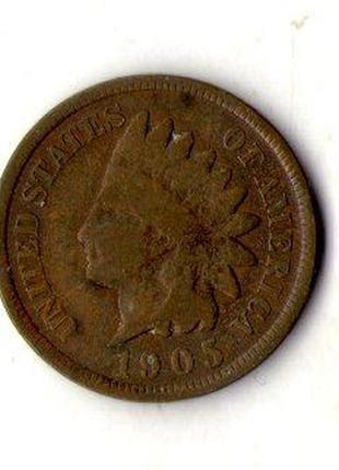 Сша 1 цент 1905 г. indian head cent №368