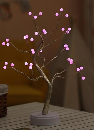 Светильник-ночник  “жемчужное розовое дерево” золотого цвета с led подсветкой, настольная лампа для дома
