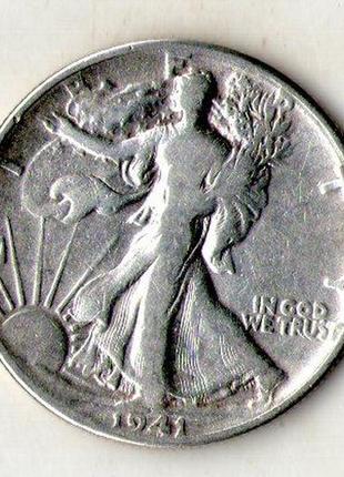 Сша ½ долара 1941 рік срібло 12.5 гр. 900 пр. walking liberty №1661