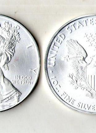 Сша 1 доллар, 2009 американский серебряный орёл серебро 0.999, 31.1g, ø 40.6mm №6332 фото