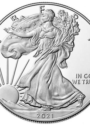 Сша 1 доллар, 2009 американский серебряный орёл серебро 0.999, 31.1g, ø 40.6mm №633