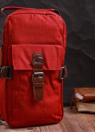 Стильная плечевая сумка для мужчин из плотного текстиля vintage 22189 бордовый6 фото