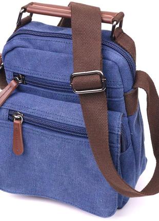 Відмінна чоловіча сумка із щільного текстилю 21228 vintage синя