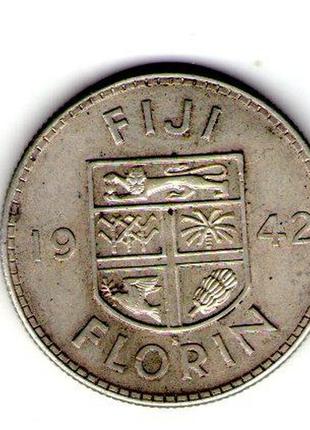 Фиджи 1 флорин  1942 серебро георг 6  №1682 фото